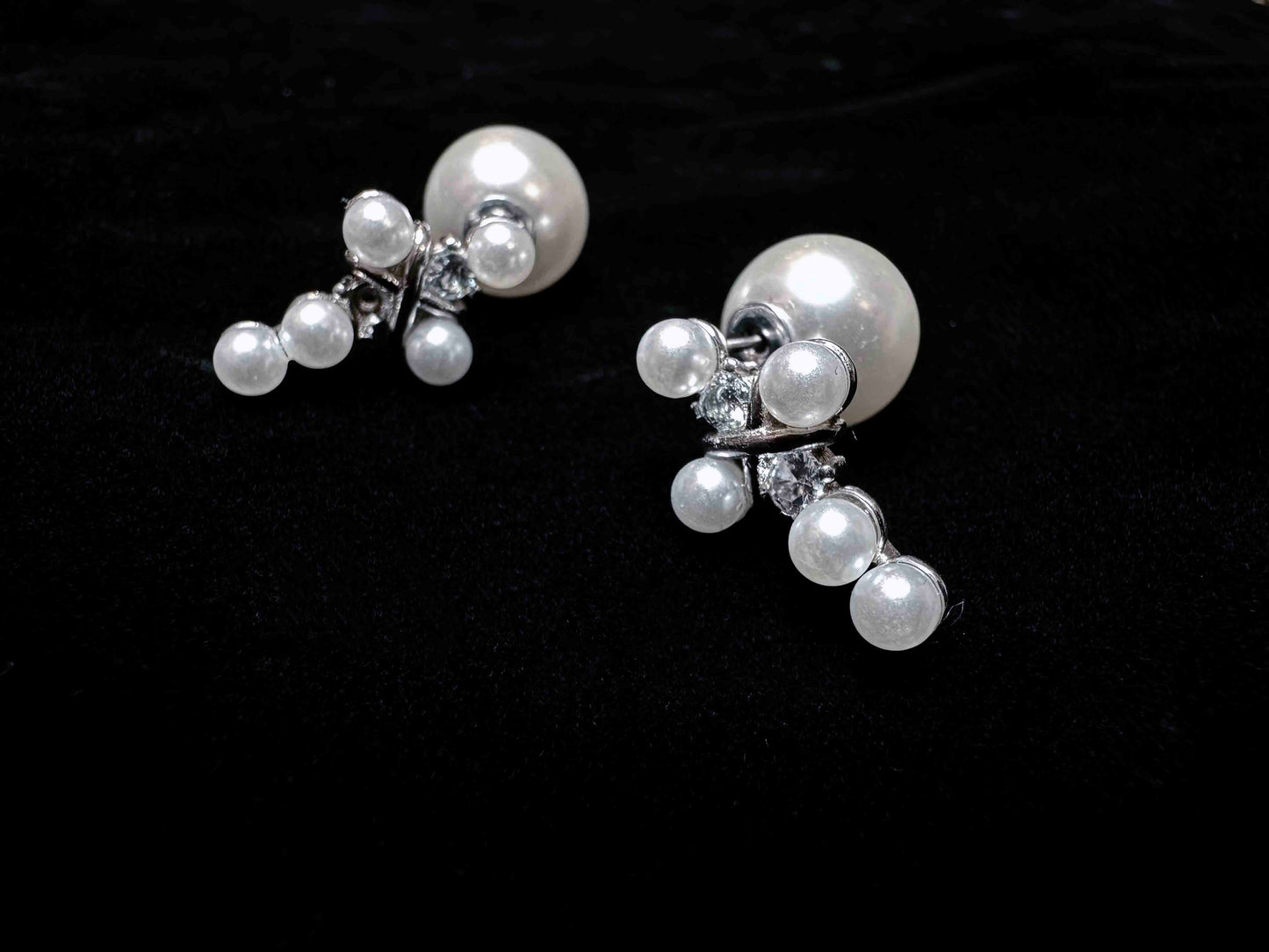 orecchini croce e perle argento