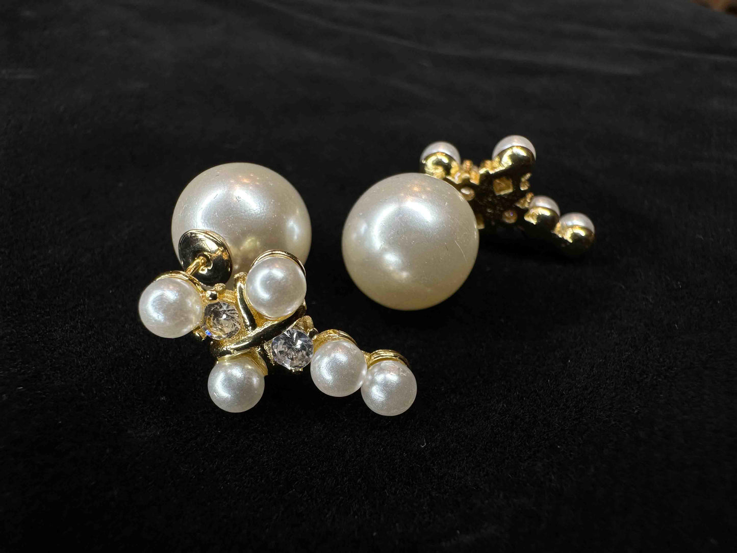 orecchini croce e perle oro