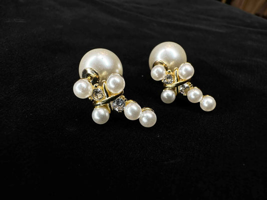 orecchini croce e perle oro
